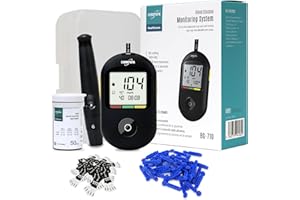 EUROPAPA® Medidor de glucosa en sangre con 50 tiras reactivas para medir el azúcar en sangre y 50 lancetas y dispositivo de punción, sistema de medición de glucosa en sangre (Negro)