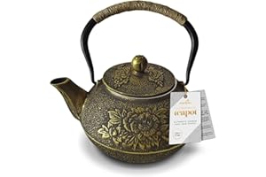 Charbrew Black & Gold Cast Iron Teapot 1200ml Teapot Kettle