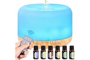 AQXONG Dyfuzor zapachowy, 500 ml, nawilżacz powietrza z timerem, ultradźwiękowy dyfuzor do aromaterapii