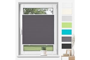 ‎TFSKY TFSKY Plissee Klemmfix ohne Bohren 75x100cm(BxH) Anthrazit Plisseerollo Jalousie Lichtdurchlässig Faltrollo Easyfix Sonnenschutz und Sichtschutz für Fenster & Tür