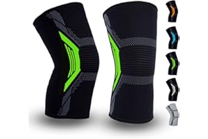 Ioggtser Knieorthese für Frauen und Männer, 2 Packungen Kniekompressionsmanschetten für Knieschmerzen, Arthritis, Linderung von Gelenkschmerzen, Knieschützer zum Laufen(M, Black-Green)