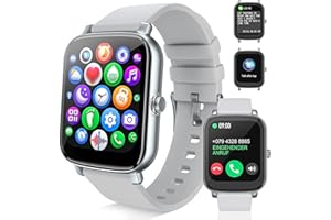 ZHCUVES Reloj Inteligente con llamadas y Whatsapp, 1.7" Smartwatch Mujer Hombre Pulsera Actividad Digital Watch para Android iOS, Asistente de Voz/Notificación de Mensajes/Oxígeno Sangre/Monitor de Sueño
