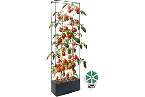 GENERIC CHEOAR 1 Packs raised beds for garden planter with trellis 55.2" self watering tomato planters with Trapezoidal Trellis for Climbing Plants Tomato Pot Flowers Vegetable Planters Outdoor Planter Box