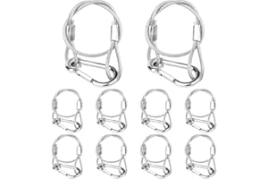 WECAN Lot de 10 fixations de câble de sécurité, câble de sécurité pour éclairage de scène, accessoires de fixation, crochet de serrage de 3 mm de diamètre, longueur 30 cm, blanc