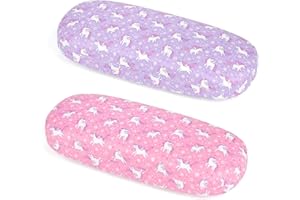 Beipegin Brillenetui 2-Pack, Einhorn Meerjungfrau Brillenetui Hardcase für Mädchen mit Brillenputztuch