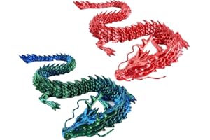 Atsmoce® Kristall Drachen Figur Dekor, 3D Gedrucktes Dragon, Drache mit Bewegliche Gelenke, Überraschungsdrache, EIN Geschenk voller Überraschungen, deko fur Schlafzimmer/Schreibtisch (Grün+Rot)