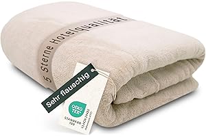 ‎ZOLLNER ZOLLNER Kuscheldecke flauschig in 150x200 cm - super kuschelige und warme Sofadecke - waschbar bis 95°C - atmungsaktive Mikrofaser in beige - Hotelwäschequalität - Oeko Tex® Zertifiziert
