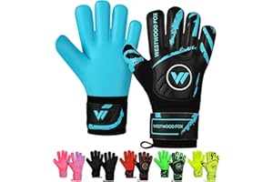 ‎WESTWOOD FOX WESTWOOD FOX Torwarthandschuhe Fingersave Fußball Torwarthandschuhe für Kinder Jugend Erwach Handfläche zu DumboLatex 4+3 mm Handgelenk