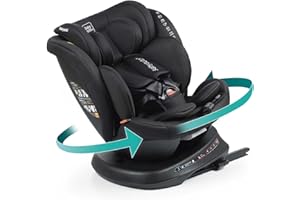 BABYAUTO – Silla de Coche Rodia Plus i-Size (0-12 Años, 40-150 cm, 0-36kg) – A Contramarcha hasta 105 cm – Rotación 360° – ISOFIX – Protección Lateral – Reclinable y Evolutiva – Black Embossed