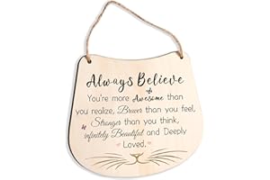 DECOGIFTS Birthday Gifts For Women Best Friend Cheer Up Gifts for Her Cute Cat Shape Funny Female Friendship Inspirational Wood Gift for Colleagues Sister Womens Daughter 21st 50th 40th