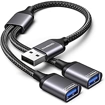 Cavo USB Y Splitter 2.0 Maschio A 2 Femmine – 30 Cm, Una Porta Solo Ricarica, Una Porta Dati + Ricarica, Compatibile Apple E Android