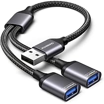 Cavo USB Y Splitter 2.0 Maschio A 2 Femmine – 30 Cm, Una Porta Solo Ricarica, Una Porta Dati + Ricarica, Compatibile Apple E Android