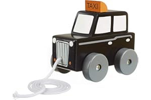London Black Cab Pull Along Toy - Push and Pull Along Toys for 1 Year Olds, Toddler Toys - Wooden Toys, Perfect 1st Birthday Gifts - Early Development and Activity Toys by Orange Tree Toys