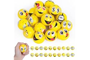 Ainiv Piłki antystresowe, dla dzieci, dorosłych, uśmiechnięte buźki, pianka, redukcja stresu, zabawka na urodziny dziecka, 20 sztuk, 4,5 cm