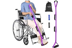 HOOMTREE 43 Inch Long Leg Lifter Strap with Padded Handgrips and Foot Loop,Rigid Leg Lifter for Hip&Knee Replacement Surgery Recovery,Mobility Aids Foot Lifter Easily Get in and Out of Bed,Car,Wheelchair