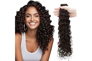 ‎RUNATURE RUNATURE Lockig Tape Extensions Echthaar Braun Menschliches Haar 50cm Extensions Locken Echthaar Tape Dunkelbraun Locken Tape Extensions Echthaar Unsichtbare Haarverlängerung 20 Stück 50g #4-NW