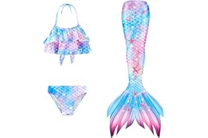 DULSPUE bañador niña,bañadores niña,bañador Natacion niña,Traje de baño de Sirena para niños, Pantalones de baño para niñas, Traje de baño de SPA para niñas, tamaño: 10 tamaños (140 cm)