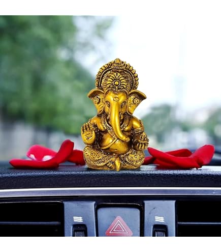 Kleine Ganesha-Statue Aus Polyresin – Gelb, 5,1 Cm, Perfekt Fürs Auto Oder Zuhause