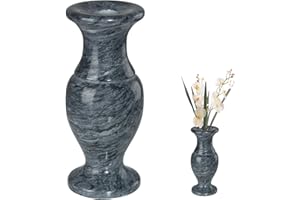SIFOEL Vase de cimetière en marbre Naturel, avec Trous de Drainage, pour Table à la Maison, Fleurs de cimetière, décoration funéraire (Noir-1 pièce)