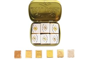 CSY art gallery Ensembles de peinture aquarelle métallisée – Lot de 6 demi-casseroles couleur or brillant à l'eau solide – Qualité artiste (Terre dorée)