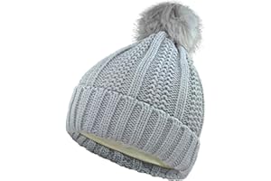 AUSUAYA Gorro de mujer con pompón de pelo sintético para invierno P-P-H-1