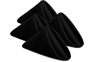 KICHLY Serviettes en Tissu - Lot de 24 Serviettes de Table en Tissu réutilisables, Douces et Confortables - idéales pour Les événements, Polyester (Noir, 43x43 cm)