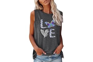 CGGMVCG Damen Graphic Tank Tops O-Ausschnitt Tank ärmellose Bluse Grafik T-Shirts Druck Sommer ärmellose T-Shirts für Frauen