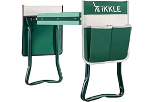 ikkle Taburete de Jardín Plegable Cojín para Rodillas Jardinería, Almohadilla de Espuma EVA Protección de Rodilla con 2 Bolsas Herramientas y 1 Caja Semillas, Carga de Peso de 150kg