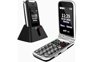 artfone C10 Seniorenhandy Klapphandy Ohne Vertrag丨2G GSM Handy für Senioren丨Dual SIM Großtasten Mobiltelefon丨2,4 Zoll Zweibildschirm丨SOS Notruftaste丨Ladestation丨FM Radio丨Sprachansage丨Kurzwahl -Schwarz