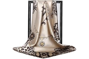 HUNKER Foulard en soie pour femme - Grand carré Satin 90 cm