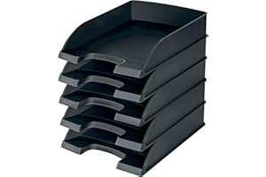 LEITZ 52270295 Plus Standard, Vaschetta Porta Corrispondenza, Formato A4, Colore Nero, Confezione da 5 pezzi