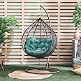 Danube Home Alfa Swing Chair | Modern Design Hanging Chair | 1 Seater Hammock Chair | Heavy Duty Swing Chairs For Indoor, Outdoor, Garden | L 124 X W 105 X D 74 Cm - Green