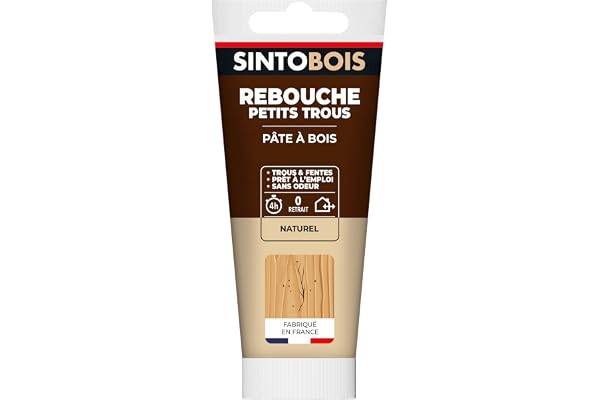 SINTO - Rebouche Petits Trous - Pâtes à Bois Sans Odeur - Prêt à l'Emploi - Sans Solvant - Sec en 4h - Intérieur et Extérieur - Ne se Rétracte pas - Ton Naturel - Technique Professionnelle - 80 g