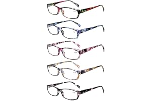 Kerecsen 5-Pack Reading Glasses Women Spring Hinge Pattern Design Glasses for Reading