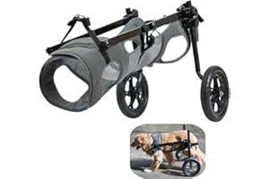 UIQELYS Großer Hunderollstuhl für Hinterbeine, 2XL, grauer Riesenrollstuhl, leichter Wagen mit behinderten/alten Hinterbeinen, verstellbar, große Hunde, Rollstuhl für Hinterbeine