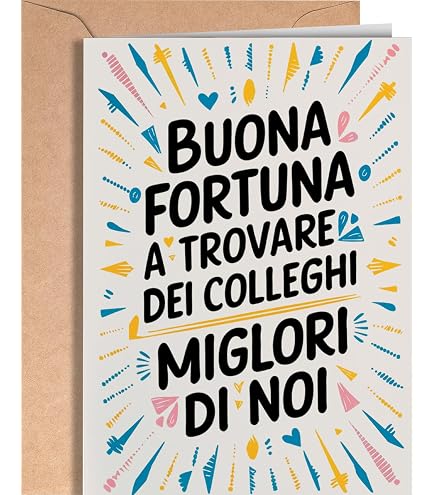 FloraVigo Biglietto D'Addio Per Colleghi – Con Busta, 120x170mm, Carta 300g/m², Sticker Divertenti, Tema Gatto - 2