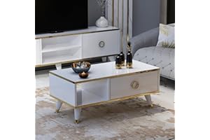 Homidea Sophia - Tavolino da salotto, moderno (tavolino da caffè, design alla moda, colore: bianco)