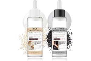 UFKEANLO Weißer & Schwarzer Reispeeling – Peeling Gesicht 2PCS - Peel Shot Glow Rice Ampoule Duo - Mitesserentferner Porenreiniger Gesichtspeeling Frau & Männer - Sanftes Reis Peeling Serum Gesicht