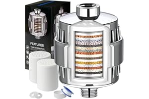 Koolstuffs Shower Filter, 20 Stage with 2 Cartridges, High Output, Removes Chlorine, Fluoride and Other Impurities, 3 Pieces