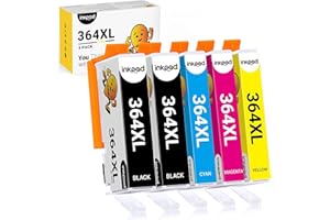 iNKPAD 364XL Cartuccia d'inchiostro Sostituzione per HP 364 XL | Compatibile con HP Photosmart B210c, B110c, B110e, B8550, 7520, Deskjet 3520, 3522, 3524| 5 Pezzi