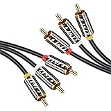 J&D Câble Audio/vidéo 3 RCA, Stéréo Plaqué Or de 3 RCA Mâle à 3 RCA Mâle, pour amplificateurs, chaînes stéréo, Système HiFi, 