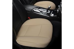 cilycily 1Piece Bottom Seat Protector Car Seat Cover PU Leather Front Car Seat Protector Driver Seat Cover Wrapping Edge Seat Bottom Cover Waterproof for Four Seasons (53×52 cm) (beige-a)