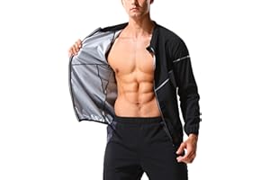 LAZAWG Sauna Jacket for Men Sweat Body Shaper Slimming Fitness Plus Size Sauna Shirt Mens Sweat Suits Exercise Gym Running