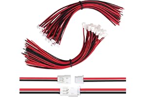 Lyeteung 30 Par JST 1.5 ZH 2-Stiftskontakter, Mini Micro JST ZH 1.5 mm 2-Stifts Hona och Hane med 150mm 26AWG Kabel (Röd Svar