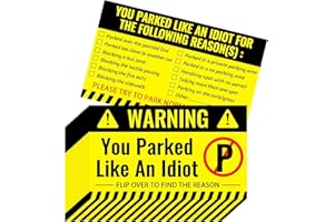 CDXHOME Bad Parking Cards – 100 tarjetas con texto en inglés "You Parked Like an Idiot" - Divertidas tarjetas de infracción de estacionamiento con múltiples razones de infracción (3.5 x 2 pulgadas),