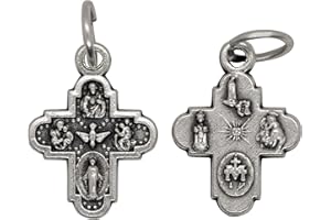 VENERARE ½" Genuine Italian 4-Way Cross Pendant | Pack of 10 | Beautiful Silver Charm | Simple and Detailed Pendant | Christian Jewelry