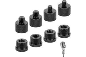 LOBVABA 8 Pezzi Adattatori per Supporto Microfono,Adattatore per Supporto Microfonico 5/8 Maschio a 3/8 & 1/4,Filettato Adattatore,Adattatori Filettati per Treppiede Microfono sul Treppiede Fotocamera