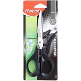 Maped - Office Scissors - Advanced Green Symmetrical 17cm - Black Scissors - Stainless Steel Blades and Rivets - Ergonomic Ri