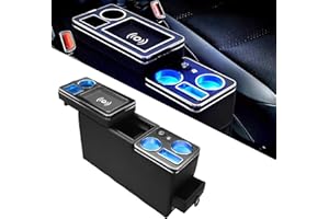 Anlseiod Mittelkonsole für VW Bus T5 T6 T6.1 Mittelkonsole Box mit Ablagen Staufach mit Kabelloses Laden USB und LED Leuchten Zigarettenanzünder, Schwarz Mittelkonsole Zubehör