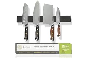 QUINTESSIO - Barre aimantée pour couteaux - Barre magnetique en acier inox 40 cm - Support couteau de cuisine - Aimant couteau mural - Barre aimantée porte couteaux - Porte couteaux aimanté - noir